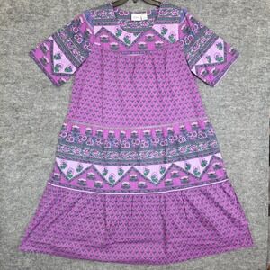 The Vermont Country Store Floral‎ Dress Size Large Prairie Cottagecore Purple